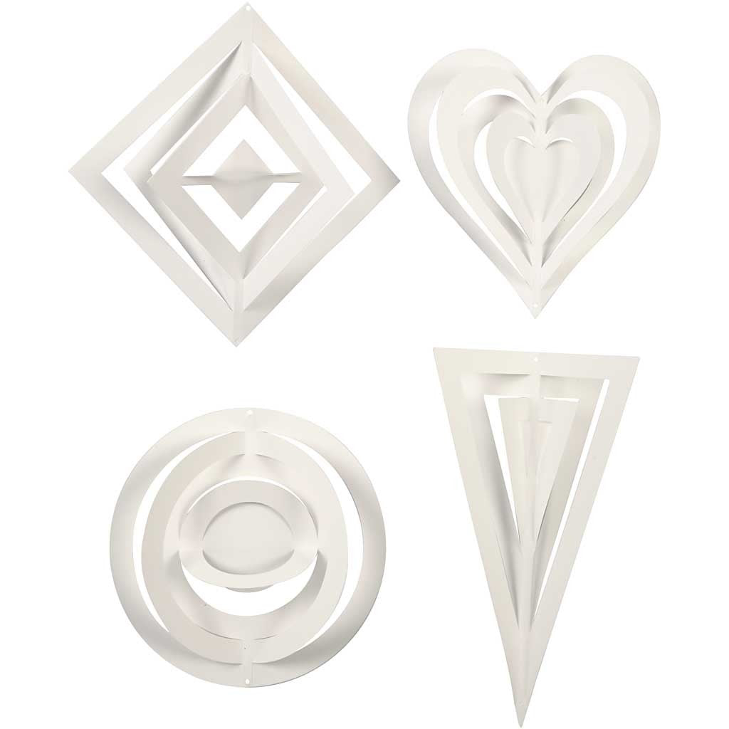 3D Ornamenten, H: 18+22+24 cm, B: 15+18+22 cm, 230 gr, wit, 16 stuk/ 1 doos [HOB-23467]