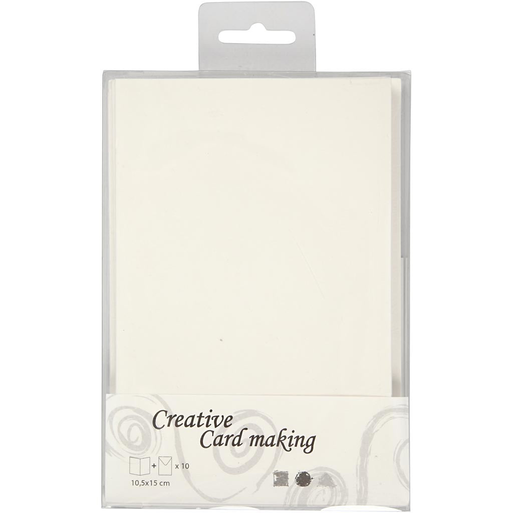Kaarten & Enveloppen, afmeting kaart 10,5x15 cm, afmeting envelop 11,5x16,5 cm, off-white, 10set/ 1 doos [HOB-23708]