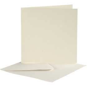 Kaarten & Enveloppen, afmeting kaart 12,5x12,5 cm, afmeting envelop 13,5x13,5 cm, off-white, 10 set/ 1 doos [HOB-23728]