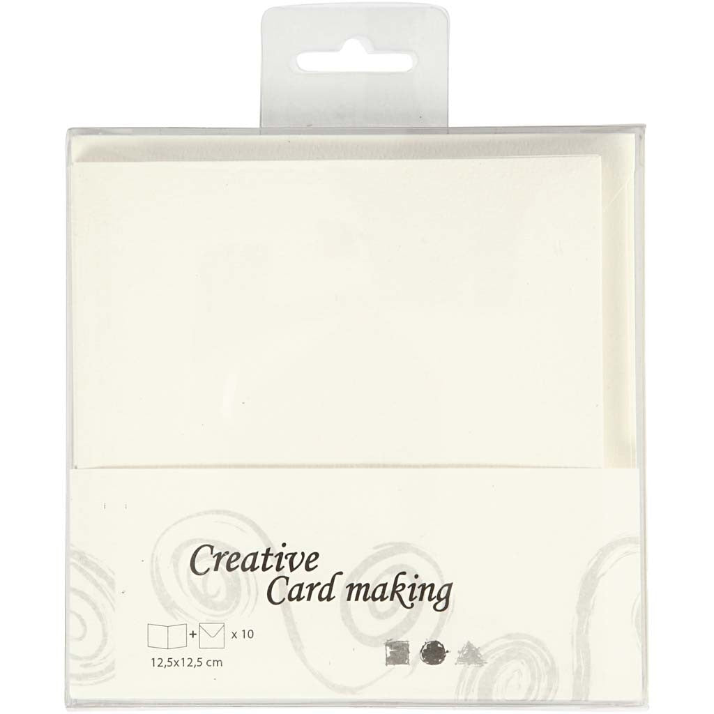 Kaarten & Enveloppen, afmeting kaart 12,5x12,5 cm, afmeting envelop 13,5x13,5 cm, off-white, 10 set/ 1 doos [HOB-23728]