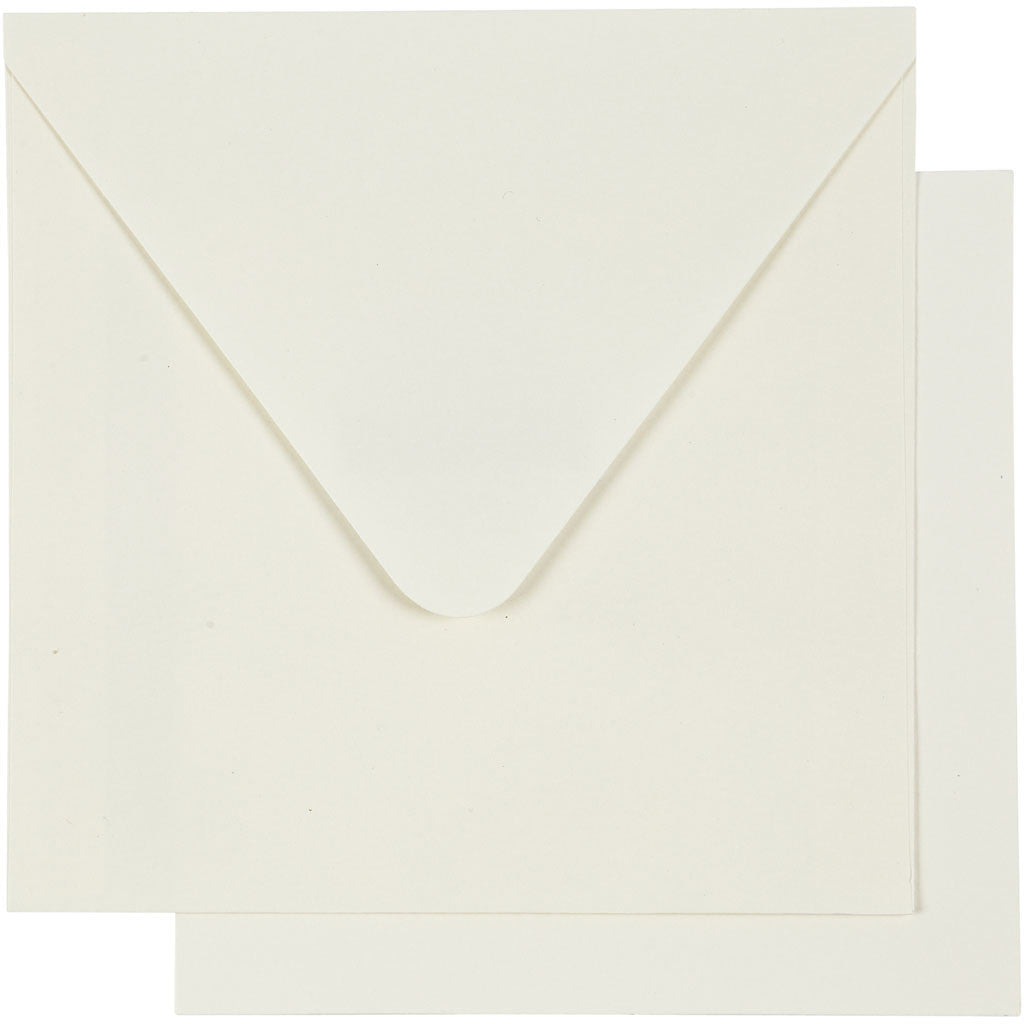 Kaarten & Enveloppen, afmeting kaart 12,5x12,5 cm, afmeting envelop 13,5x13,5 cm, off-white, 10 set/ 1 doos [HOB-23728]