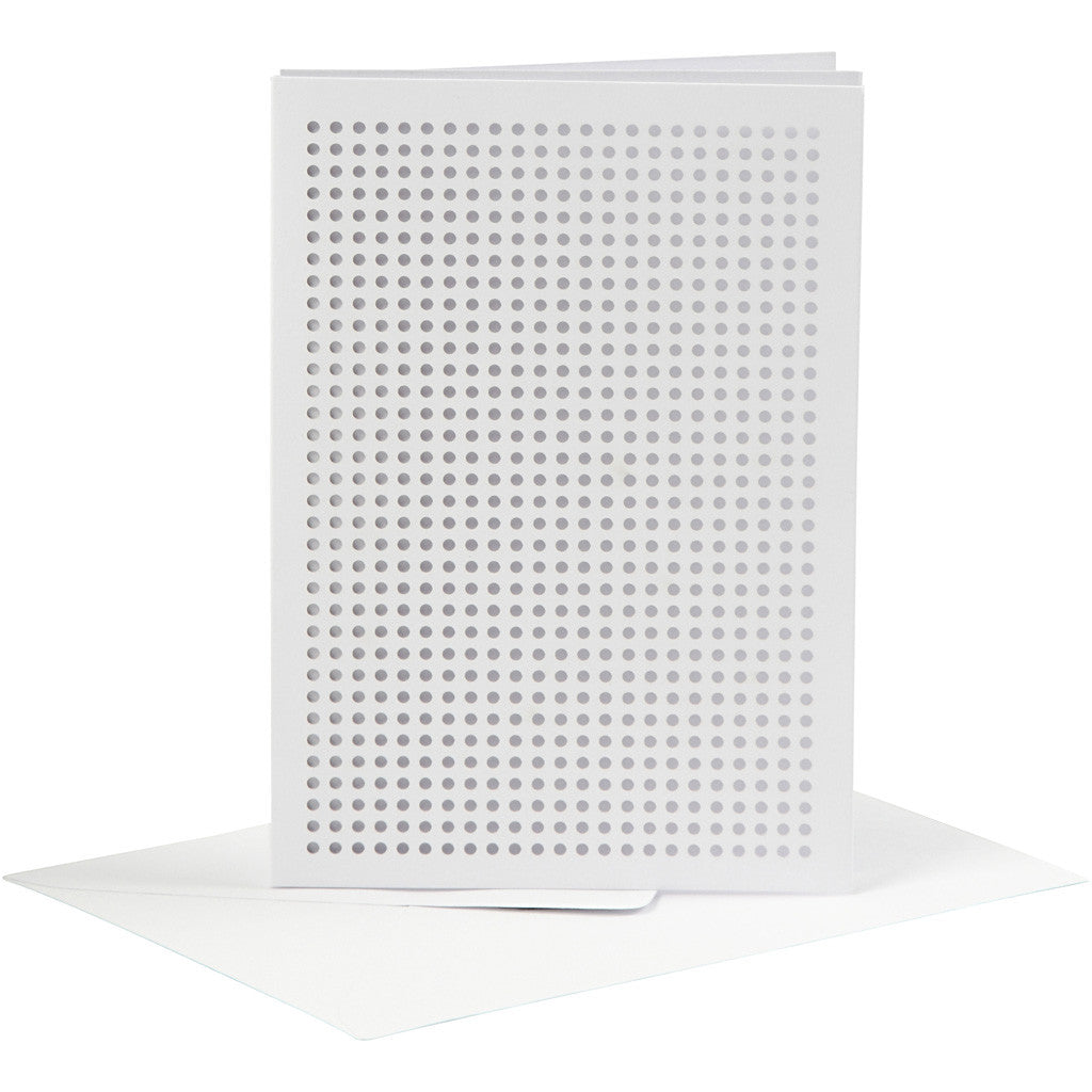 Kaarten om te borduren, afmeting kaart 10,5x15 cm, afmeting envelop 11,5x16,5 cm, wit, 6 set/ 1 doos [HOB-23901]