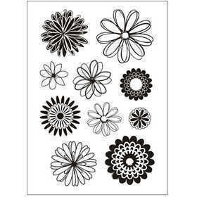 Silicone stempels, bloemen, vel 11x15,5 cm, 1 vel [HOB-240015]