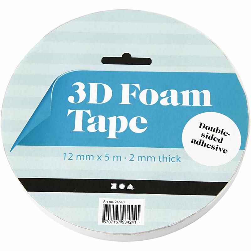 3D Foam Tape, B: 12 mm, dikte 2 mm, 5 m/ 1 rol [HOB-24648]
