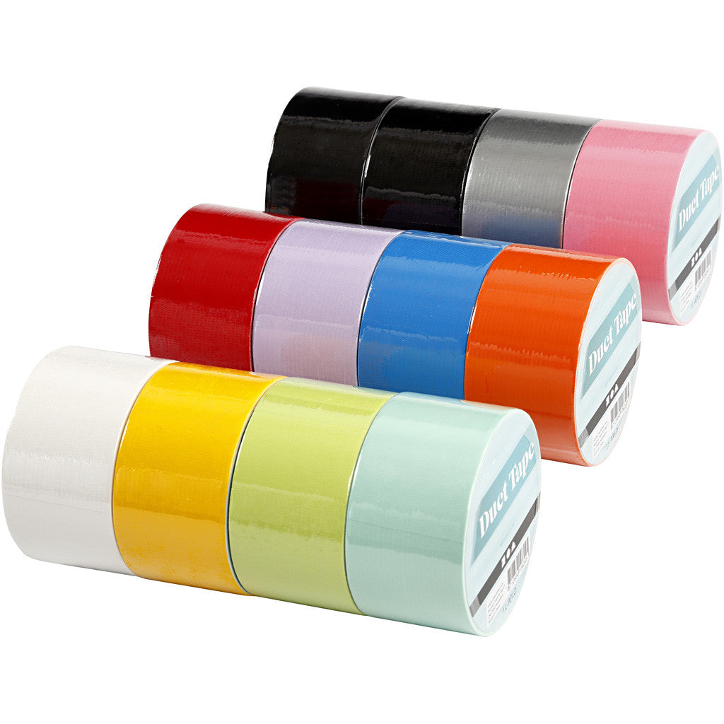 Duck tape, Effen kleur, B: 48 mm, diverse kleuren, 12x5 m/ 1 doos [HOB-24680]