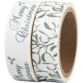 Masking Tape, maretak en Merry Christmas, B: 15 mm, 2x5 m/ 1 doos [HOB-24763]
