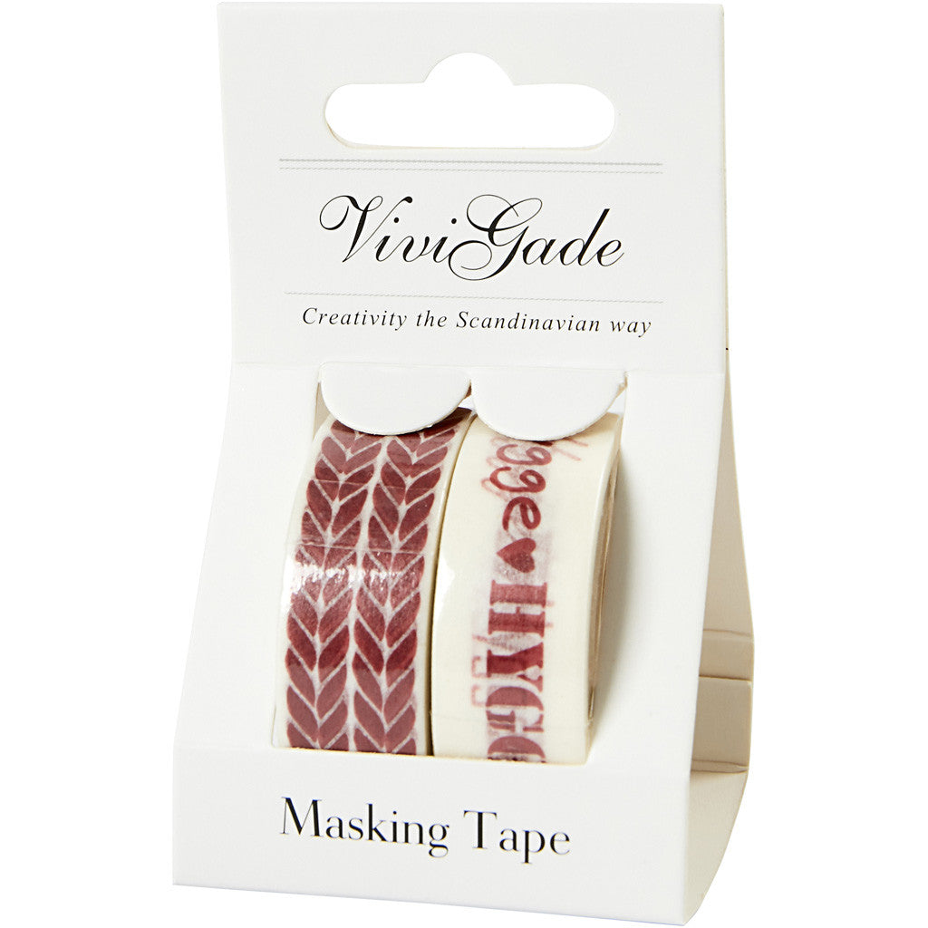 Masking Tape, Hygge en breisteek, B: 15 mm, 2x5 m/ 1 doos [HOB-24766]