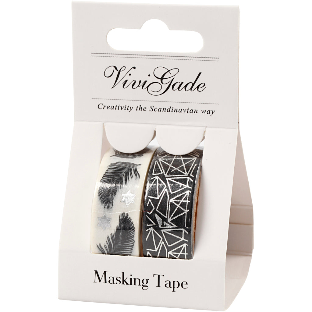 Masking Tape, veren en patronen - folie, B: 15 mm, 2x4 m/ 1 doos [HOB-24772]
