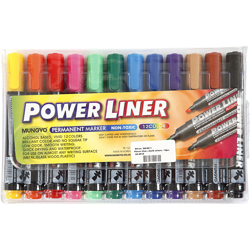 Power Liner, lijndikte 1,5-3 mm, diverse kleuren, 12 stuk/ 1 doos [HOB-25042]