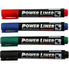 Power Liner, lijndikte 1,5-3 mm, zwart, blauw, groen, rood, 4 stuk/ 1 doos [HOB-25044]