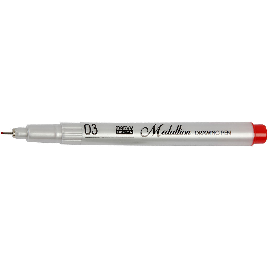 Medallion Tekenpen, lijndikte 0,3 mm, rood, 1 stuk [HOB-25051]