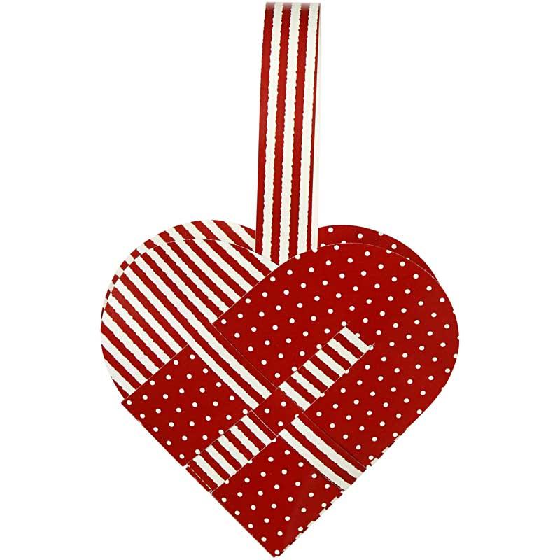 Gevlochten harten, afm 14,5x10 cm, 120 gr, diverse kleuren, 8 set/ 1 doos [HOB-25152]