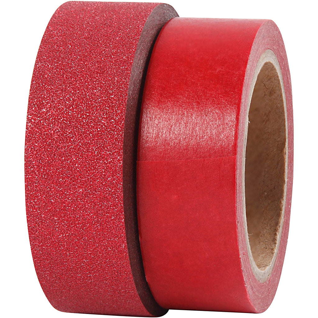Masking tape, B: 15 mm, rood, 2 rol/ 1 doos [HOB-25232]