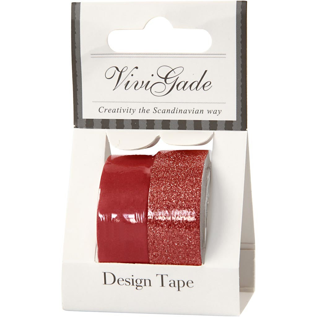 Masking tape, B: 15 mm, rood, 2 rol/ 1 doos [HOB-25232]