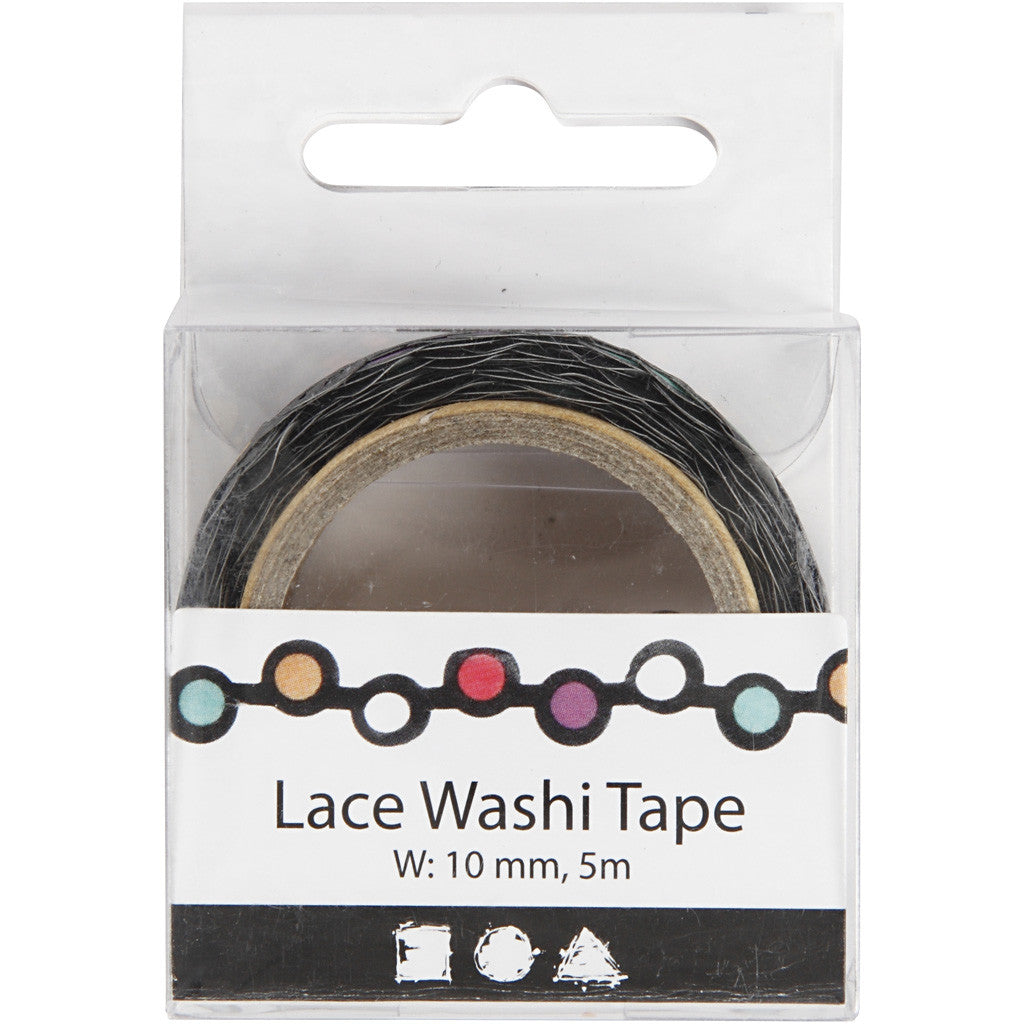 Lace Washi Tape , B: 10 mm, 5 m/ 1 rol [HOB-25263]