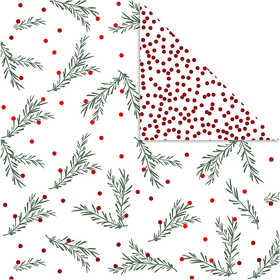 Design papier, tak en stippen, vel 30,5x30,5 cm, 180 gr, goud, groen, rood, wit, 3 vel/ 1 doos [HOB-25338]