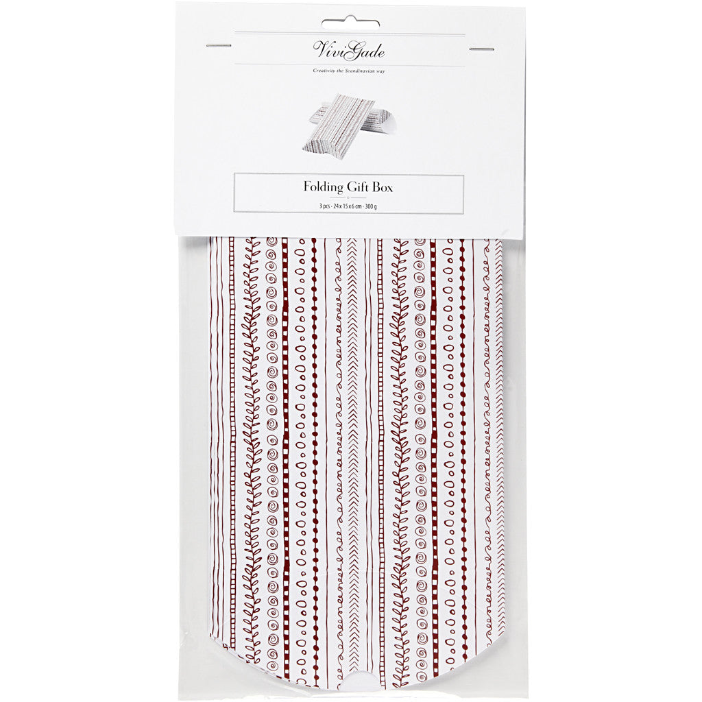 Cadeaudoosje, doodles, afm 18x15x6 cm, 300 gr, rood, 3 stuk/ 1 doos [HOB-25358]