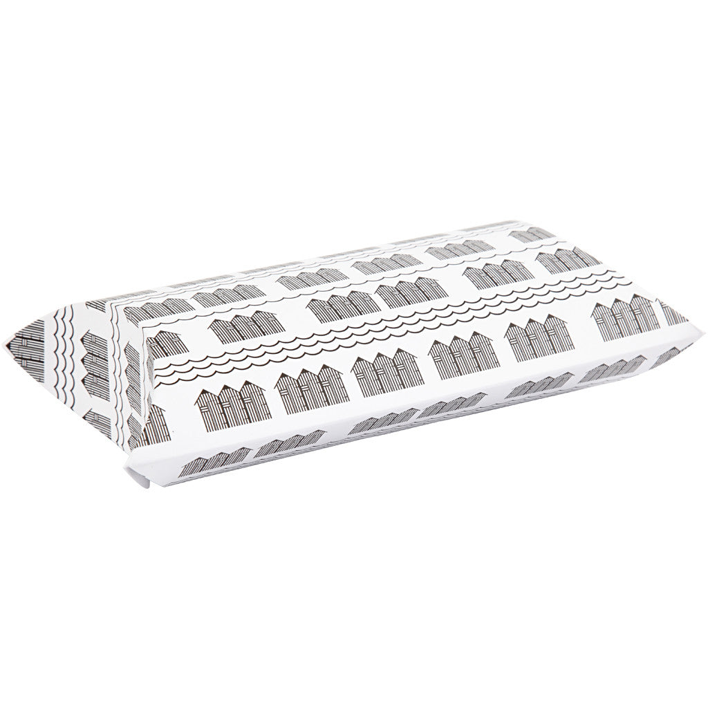 Cadeaudoosje, badhuis, afm 18x15x6 cm, 300 gr, zwart, wit, 3 stuk/ 1 doos [HOB-25365]