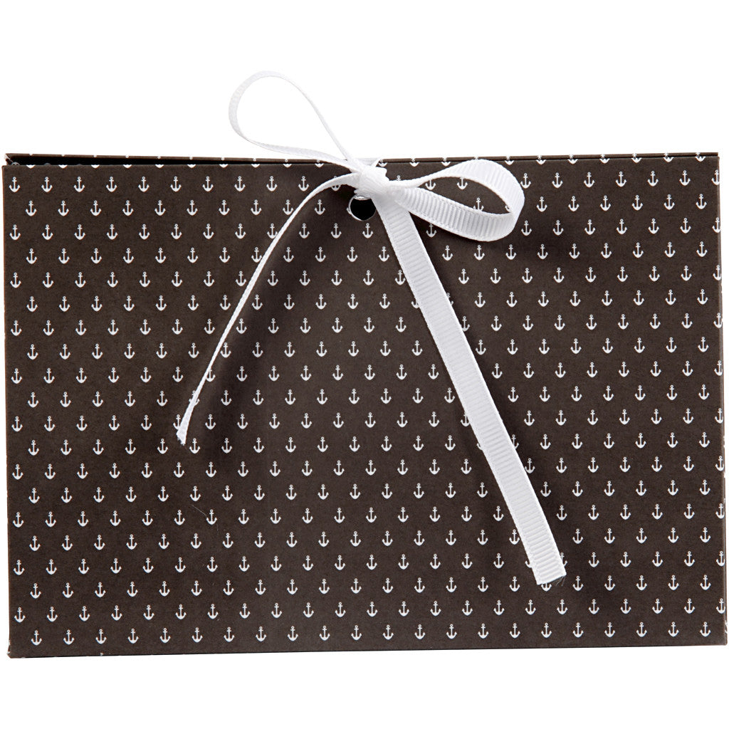 Cadeaudoos, anker, afm 15x7x8 cm, 250 gr, donkergrijs, wit, 3 stuk/ 1 doos [HOB-25367]