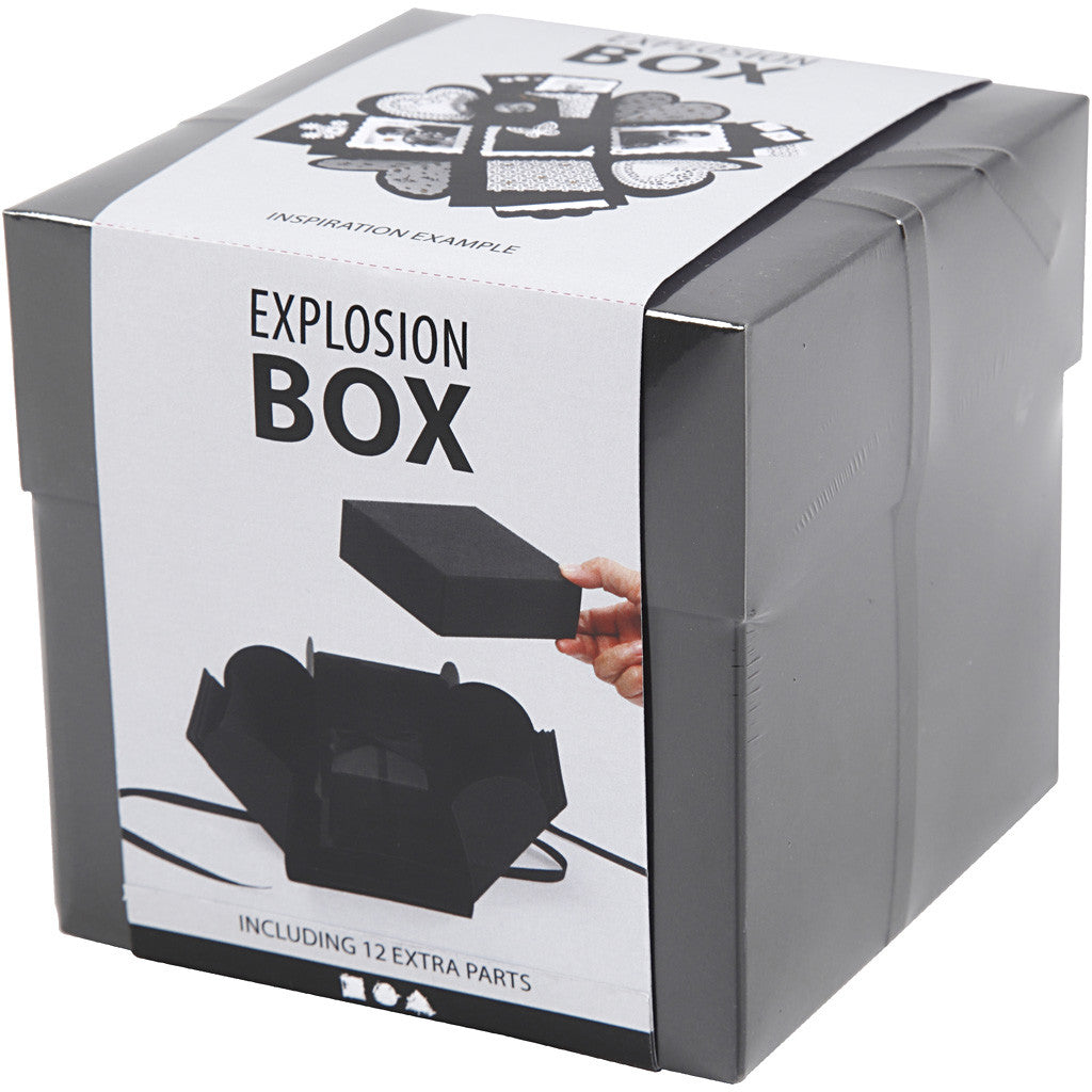 Explosion box, afm 7x7x7,5+12x12x12 cm, zwart, 1 stuk [HOB-25378]