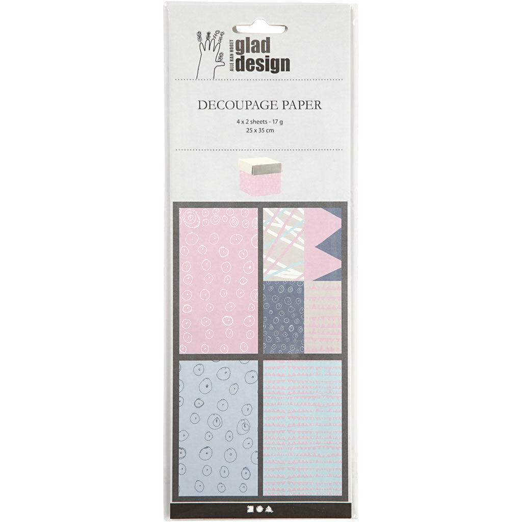 Decoupage papier, vel 25x35 cm, 17 gr, 4x2 vel/ 1 doos [HOB-254830]
