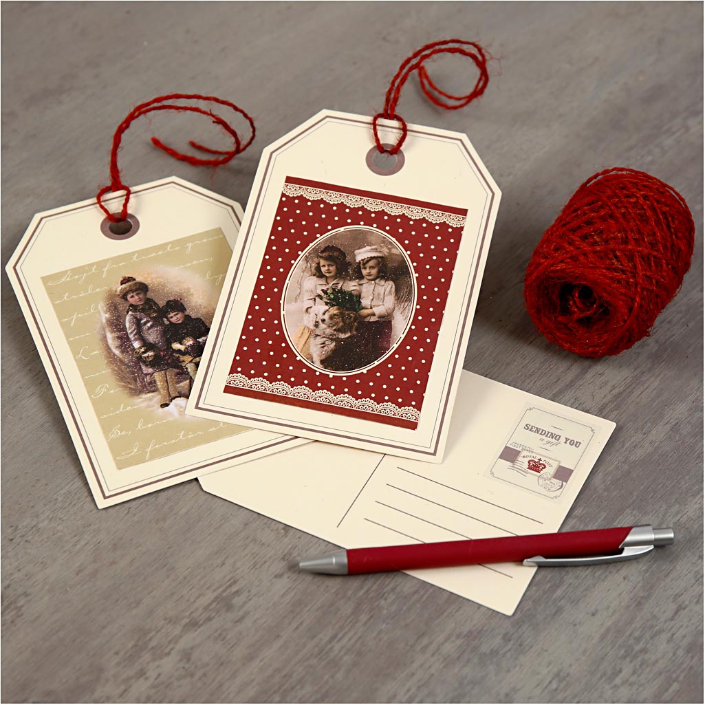 Cadeaulabels, afm 15x10 cm, 300 gr, 10 stuk/ 1 doos [HOB-25694]