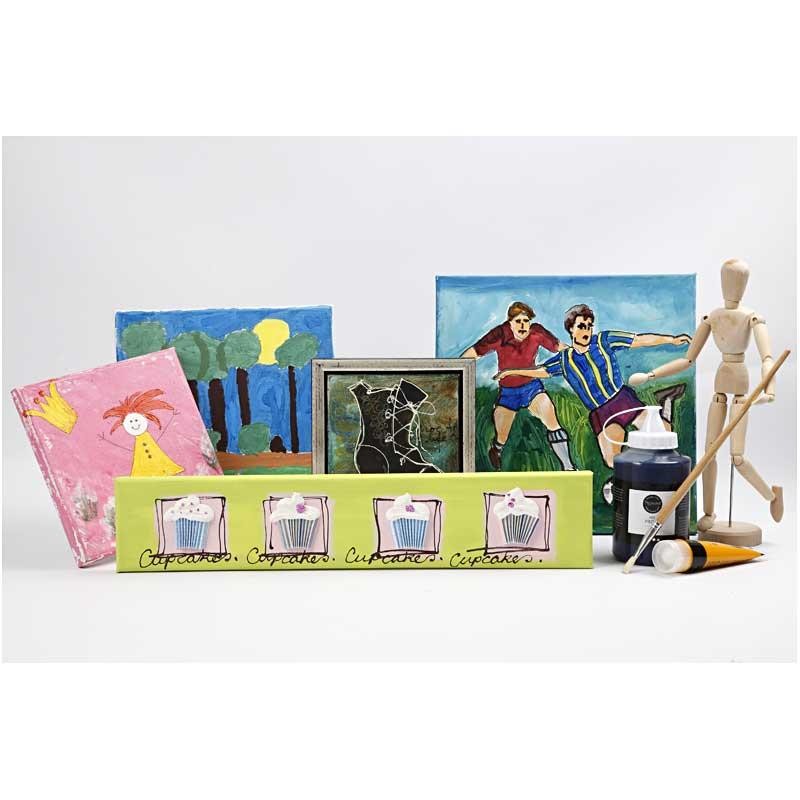 Gespannen canvas, D: 1,6 cm, afm 15x15 cm, 280 gr, wit, 80 stuk/ 1 doos [HOB-25744]