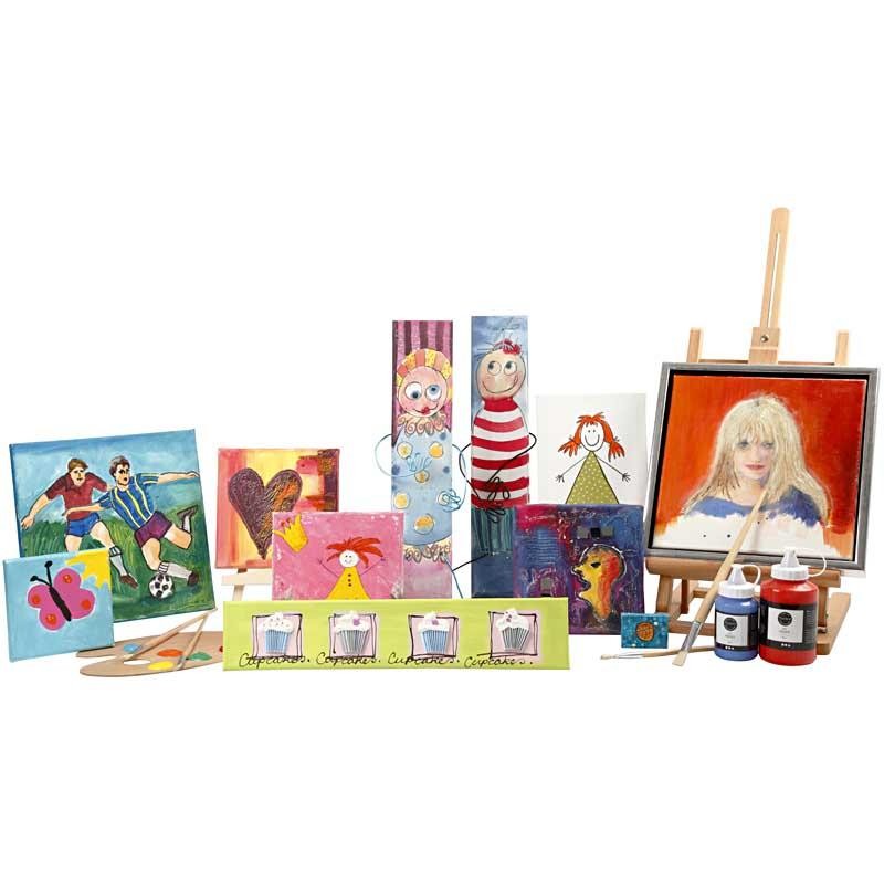 Gespannen canvas, D: 1,6 cm, afm 15x15 cm, 280 gr, wit, 80 stuk/ 1 doos [HOB-25744]