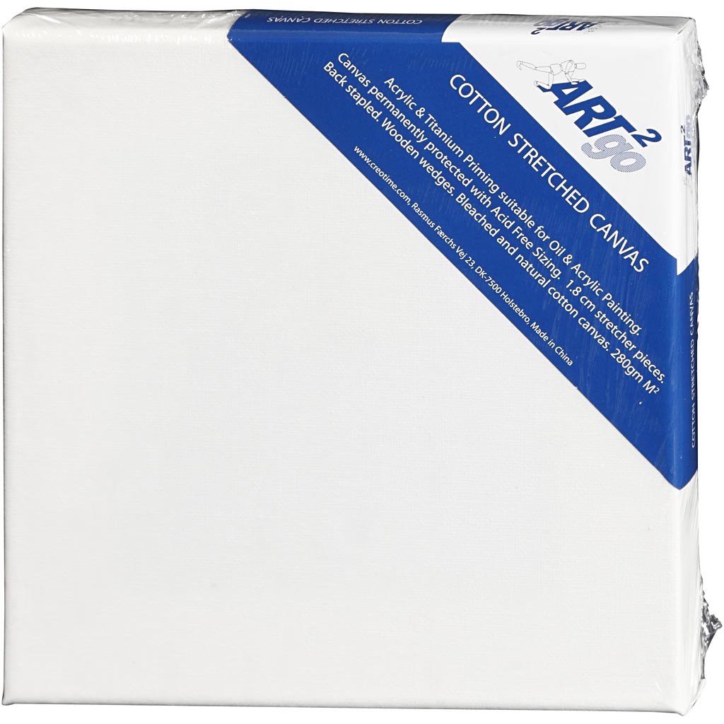 Gespannen canvas, D: 1,6 cm, afm 20x20 cm, 280 gr, wit, 80 stuk/ 1 doos [HOB-25745]