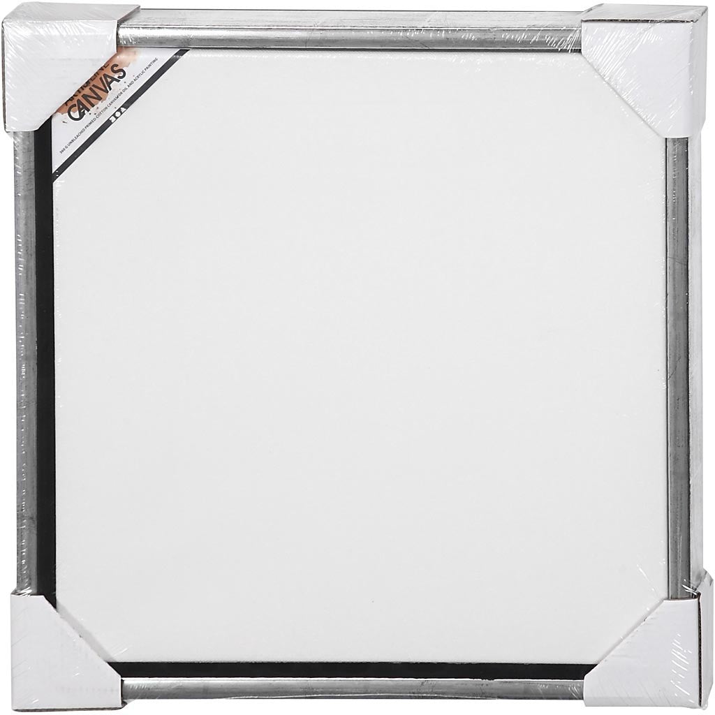 Canvas met lijst, afm 40x40 cm, 360 gr, antiek zilver, wit, 1 stuk [HOB-25757]