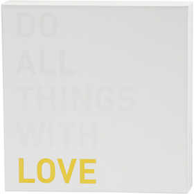 Canvas met goudkleurige motieven, H: 25,4 cm, D: 2,54 cm, B: 25,4 cm, wit, 1 stuk [HOB-25776]