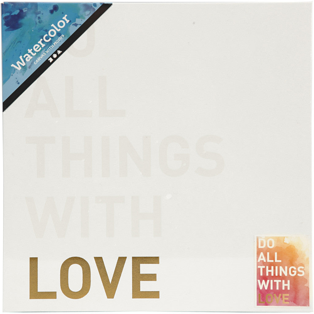 Canvas met goudkleurige motieven, H: 25,4 cm, D: 2,54 cm, B: 25,4 cm, wit, 1 stuk [HOB-25776]