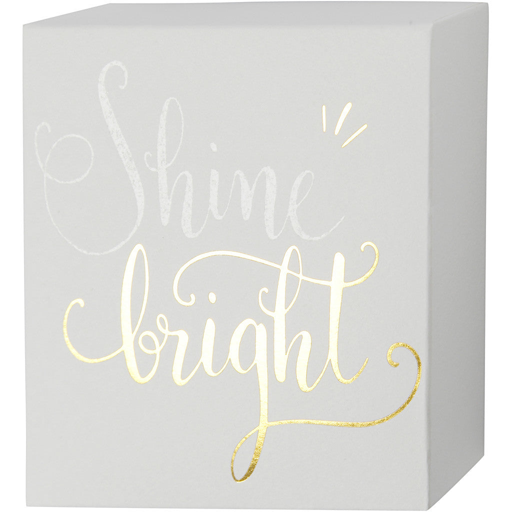 Canvas met goudkleurige motieven, H: 10,16 cm, D: 2,54 cm, B: 10,16 cm, wit, 2 stuk/ 1 doos [HOB-25778]