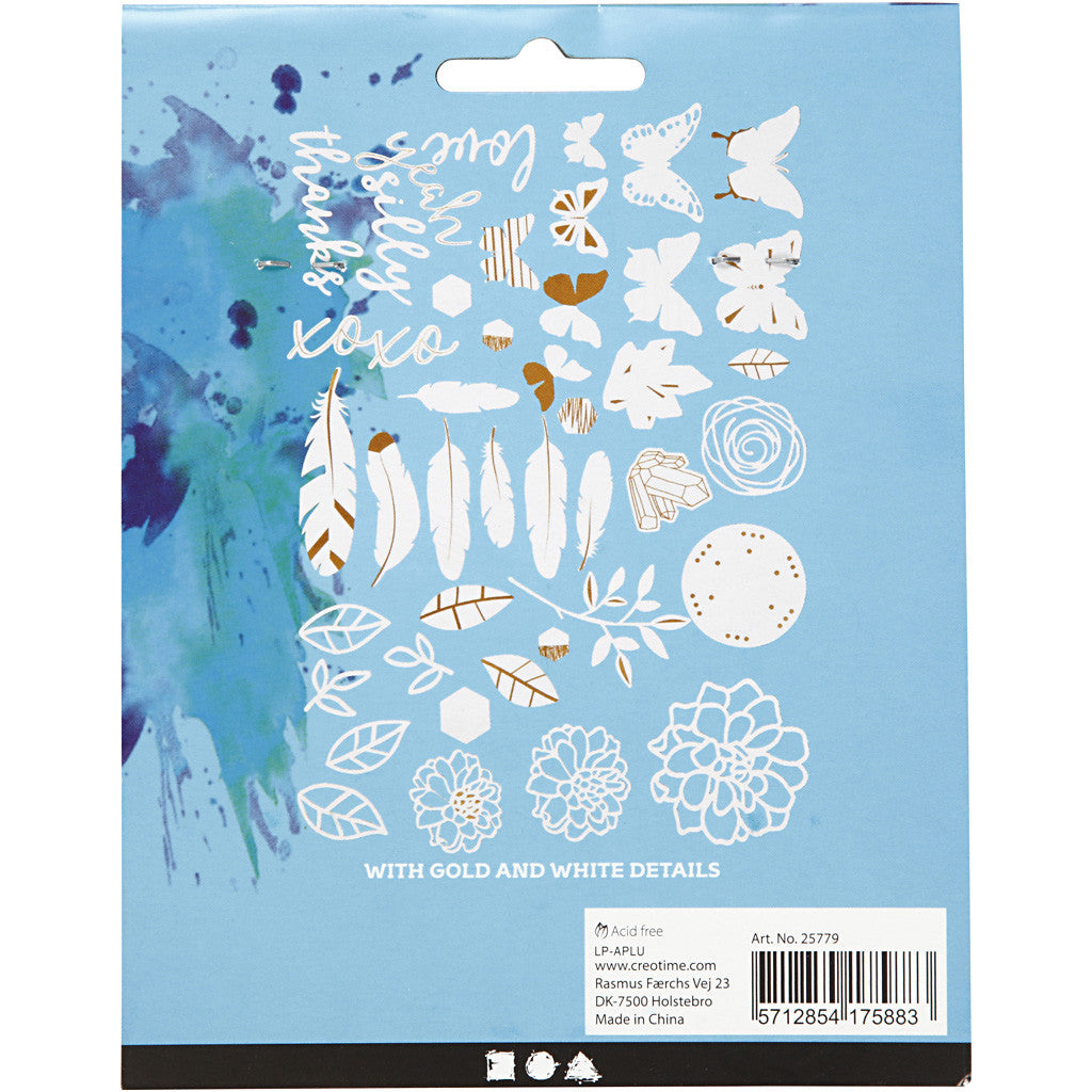 Labels met goudkleurige motieven voor aquarel, afm 1,5-10 cm, 44 stuk/ 1 doos [HOB-25779]