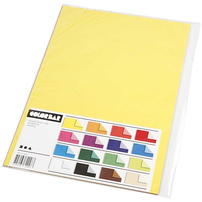 Color Bar Papier, A4, vel 210x297 mm, 100 gr, 16 div vellen/ 1 doos [HOB-25820]