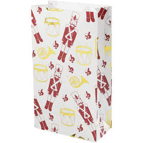 Papieren zakken, notenkraker, H: 21 cm, afm 6x12 cm, goud, rood, wit, 8 stuk/ 1 doos [HOB-26297]