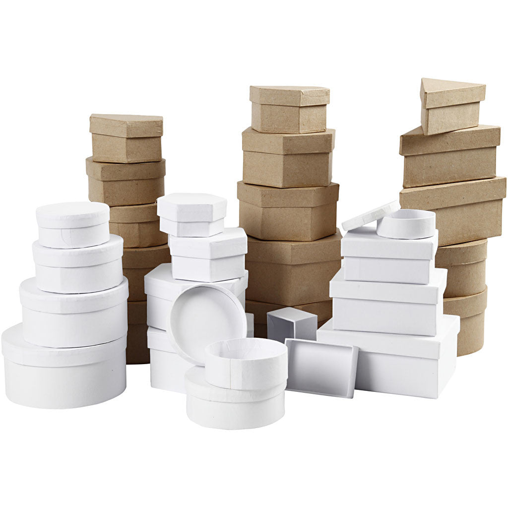 Dozen, afm 6,5-18 cm, bruin, wit, 30 stuk/ 1 set [HOB-26373]