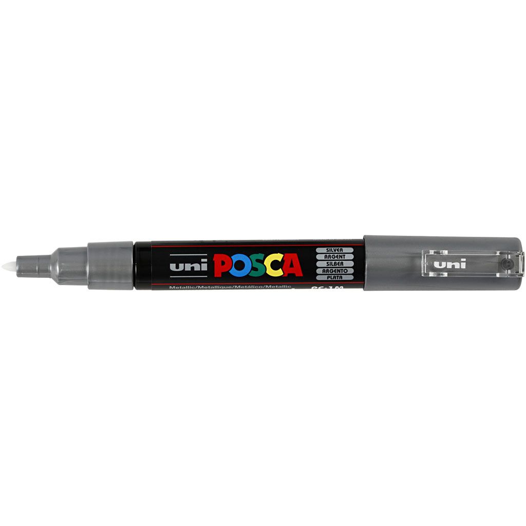 Posca Marker, afm PC-1M, lijndikte 0,7 mm, extra-fijn, zilver, 1 stuk [HOB-273805]