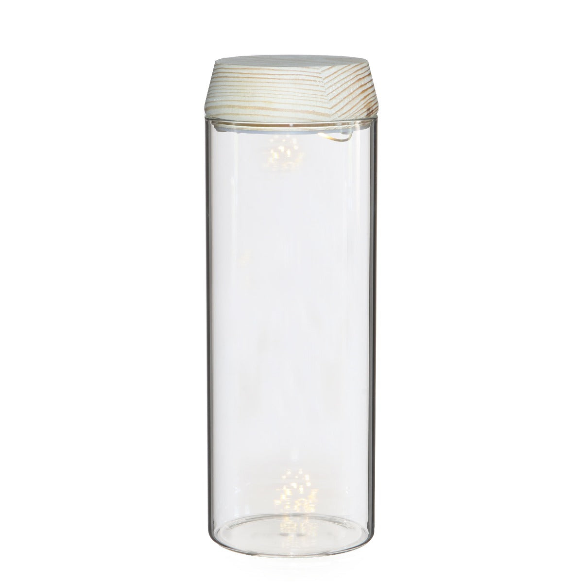 Glass cylinder with LED in wooden lid 23cm high (1 pcs.)