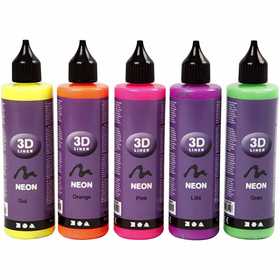3D liner, neon kleuren, 5x100 ml/ 1 doos [HOB-30387]