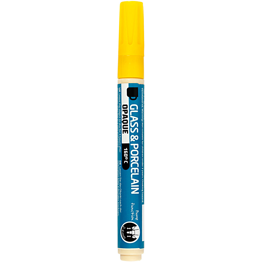Glass and Porcelain Marker, line 2-4 mm, opaque, yellow