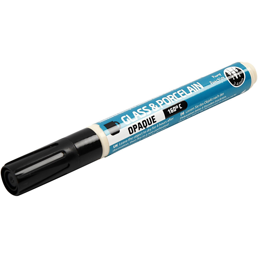 Glas- en porseleinstift, lijndikte 2-4 mm, dekkend, zwart, 1 stuk [HOB-31324]