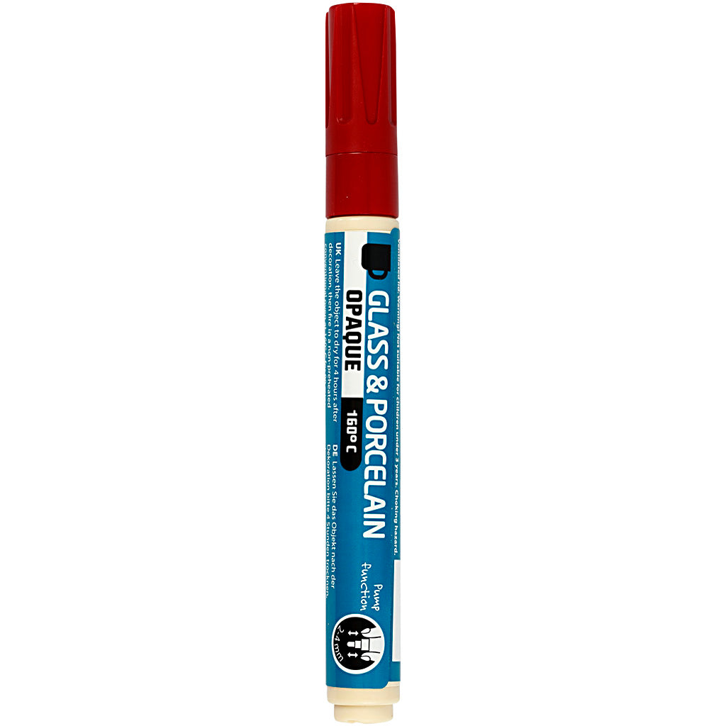 Glass and Porcelain Marker, line 2-4 mm, opaque, dark red