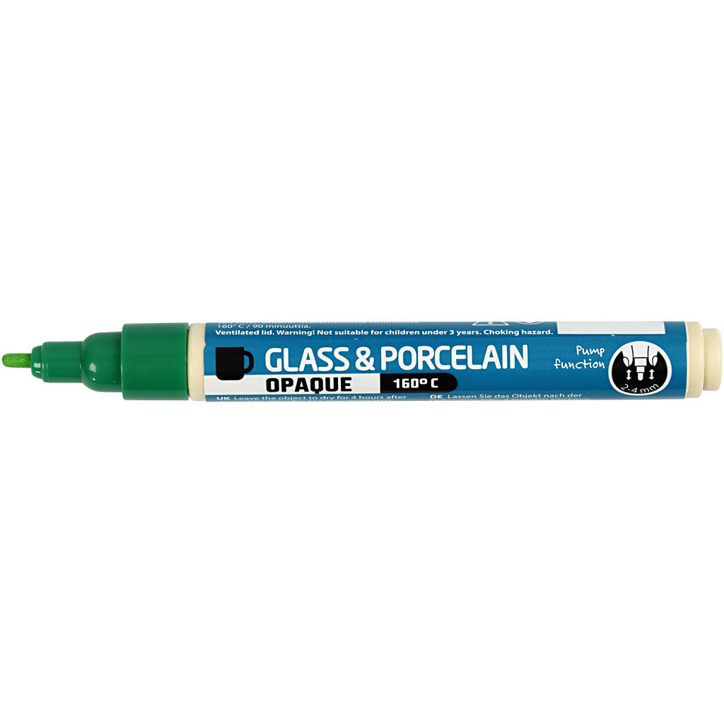 Glas- en porseleinstift, lijndikte 2-4 mm, dekkend, groen, 1 stuk [HOB-31330]