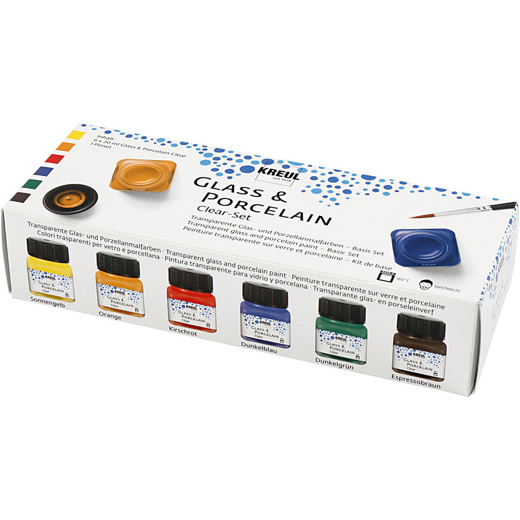 Glas- en Porseleinverf, diverse kleuren, 6x20 ml/ 1 doos [HOB-31406]