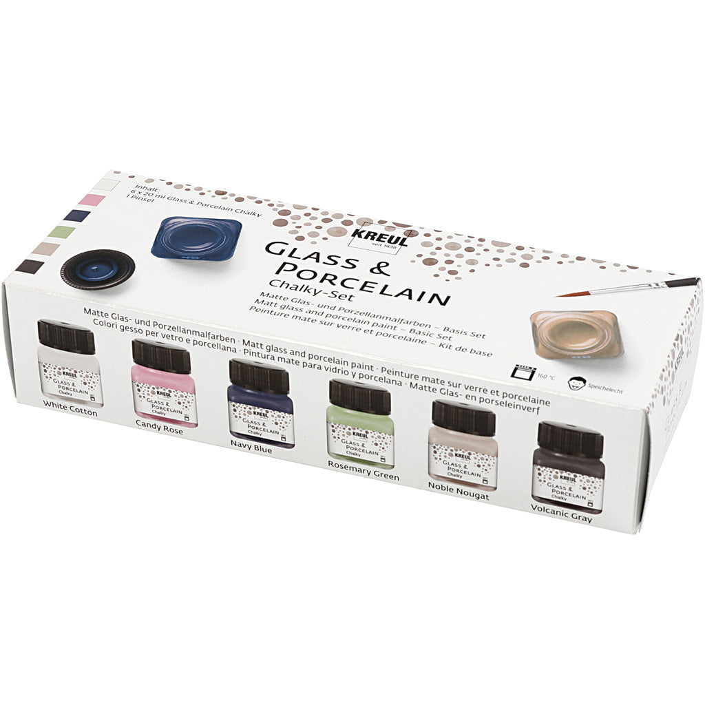 Glas- en Porseleinverf, diverse kleuren, 6x20 ml/ 1 doos [HOB-31407]