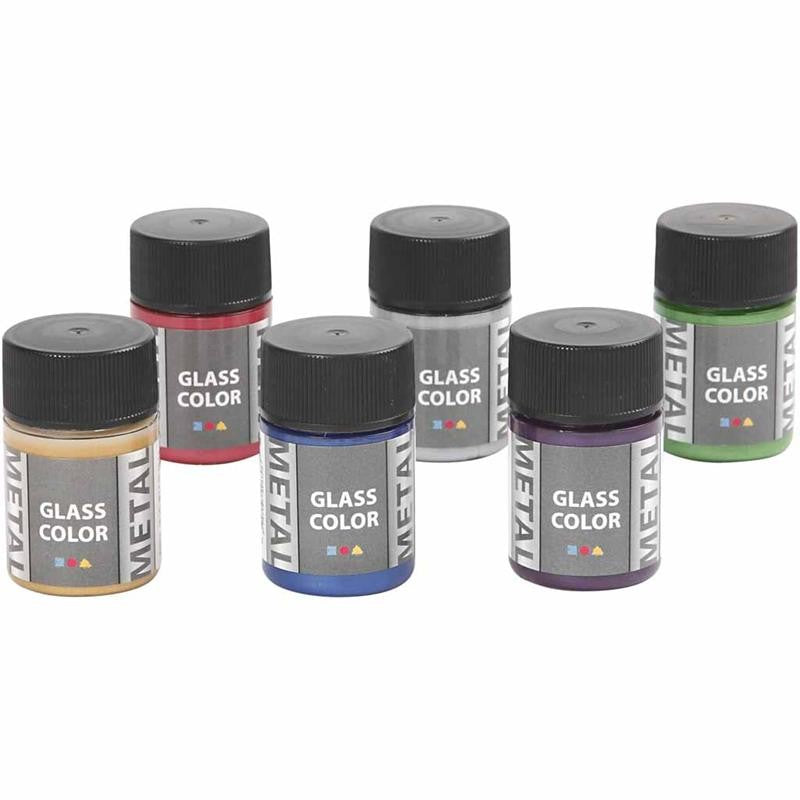 Glass Color Metal, diverse kleuren, 6x30 ml/ 1 doos [HOB-31762]