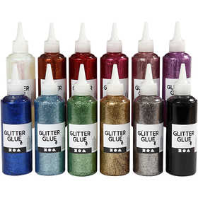 Glitterlijm, diverse kleuren, 12x118 ml/ 1 doos [HOB-31820]