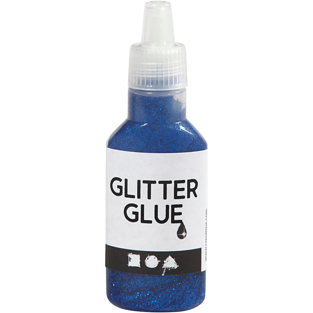 Glitter Glue, dark blue, 25 ml/ 1 bottle