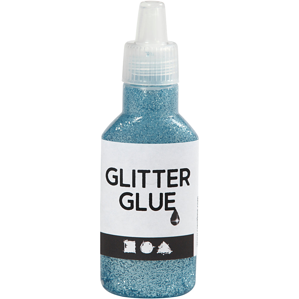 Glitter Glue, light blue, 25 ml/ 1 bottle